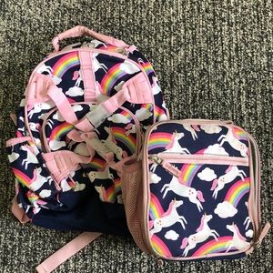 Pottery barn unicorn backpack & matching lunchbox
